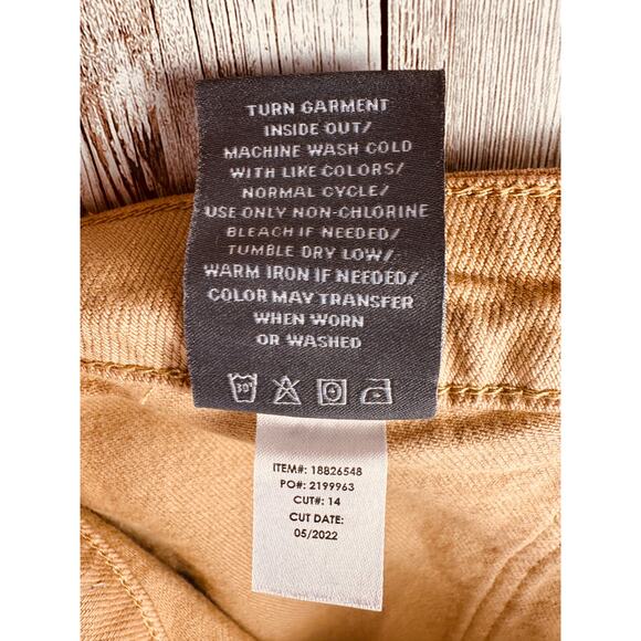 Torrid Feel The Fit Jeans Womens 12R Yellow Ankle Crop Raw Hem Fringe Button Fly - Picture 11 of 12